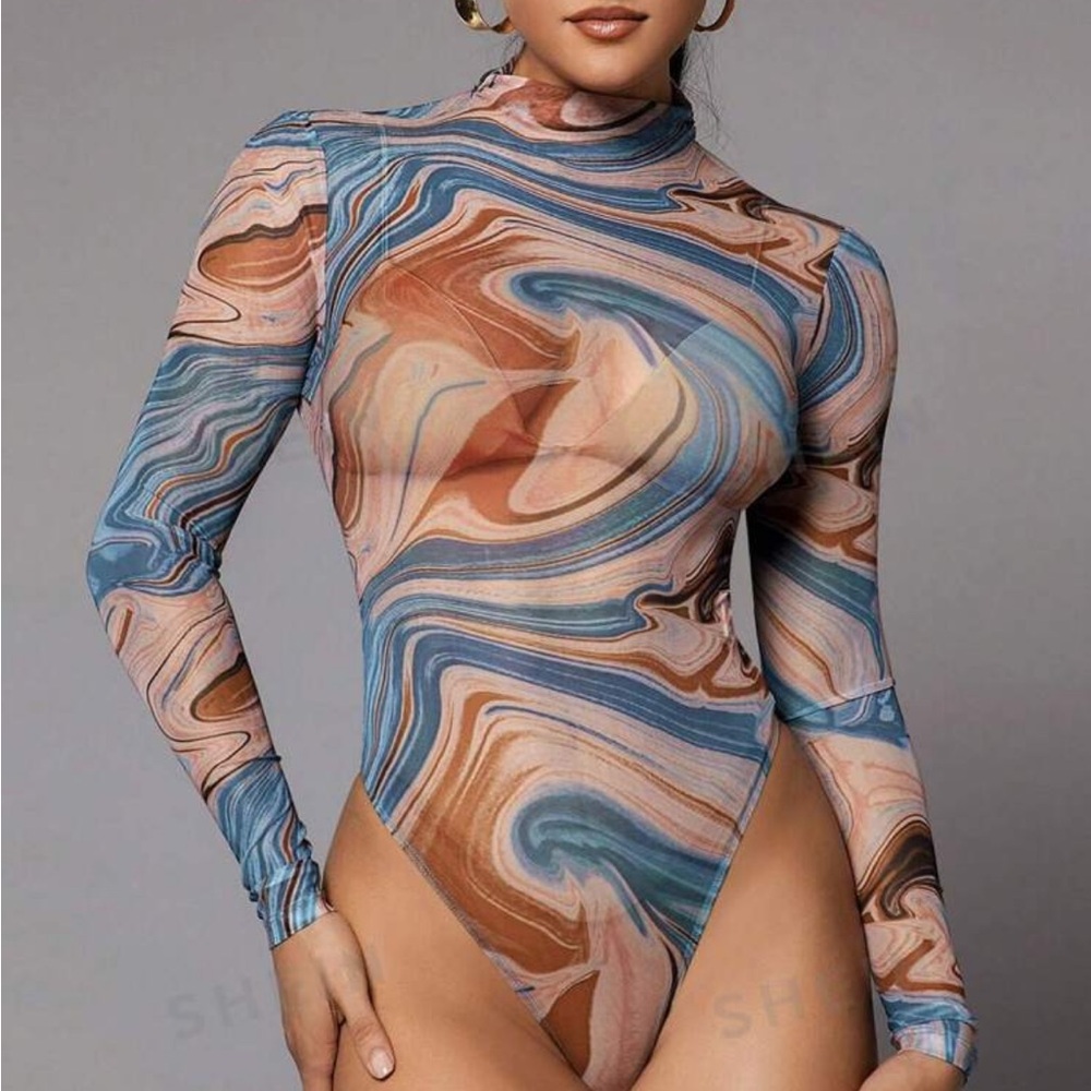 Marble print bodysuit